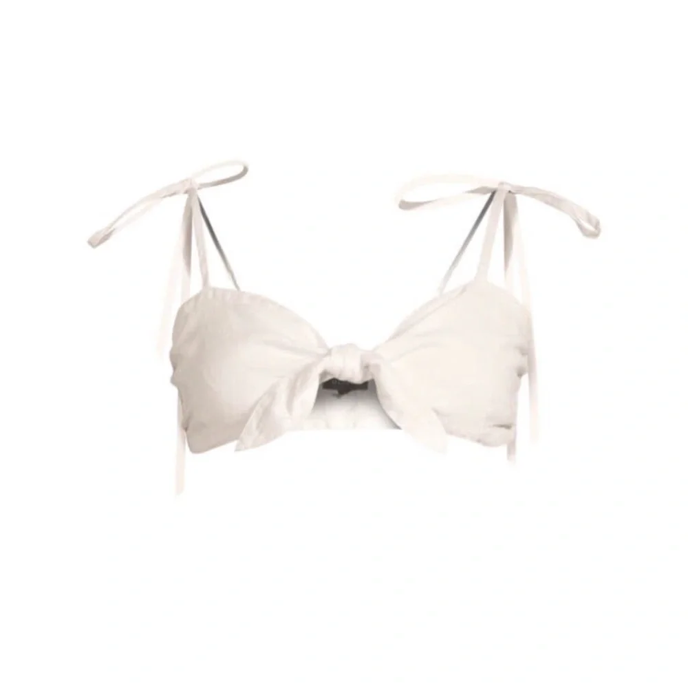 DL1961 Tie-Front Crop Top White L - Picture 3 of 6